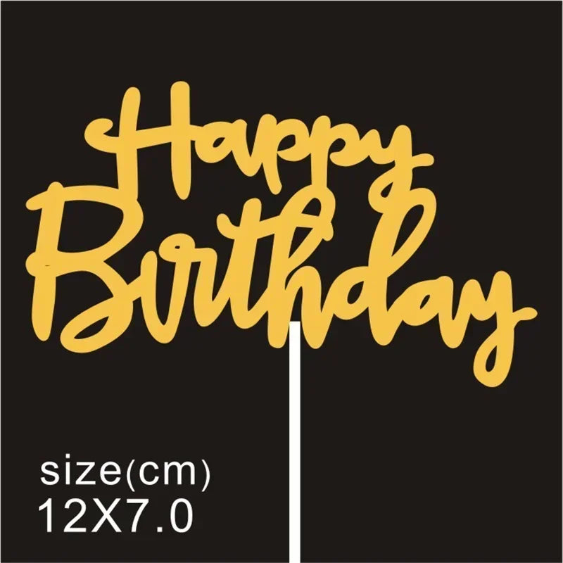 10 Pcs / Bag Gold Silver English Happy Birthday Cake Toppers Birthday Party Decorations Baking DIY Accessories