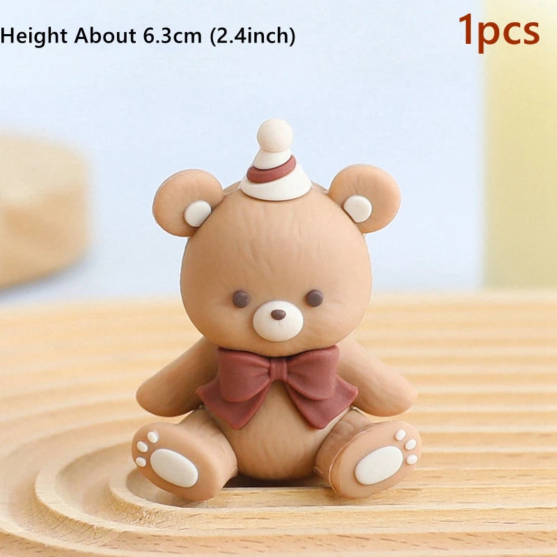 Pink Blue Bear Cake Topper Baby Shower Boy Girl Birthday Party Cake Decor Adult Birthday Gifts Wedding Cake Decorating Baking