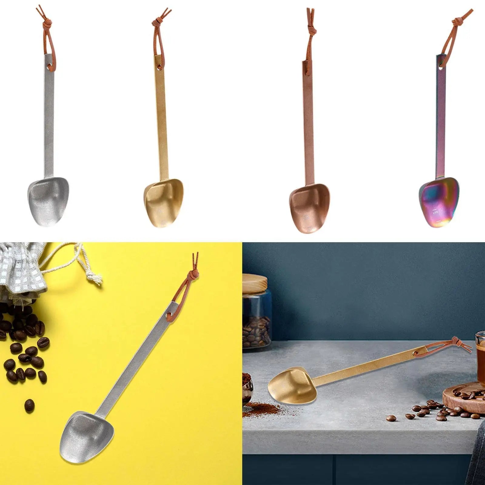 Coffee Bean Spoon Triangular Head Stirring Spoon Measuring Scoop for Baking Ingredients Seasoning Ground Coffee Kitchen Supplies
