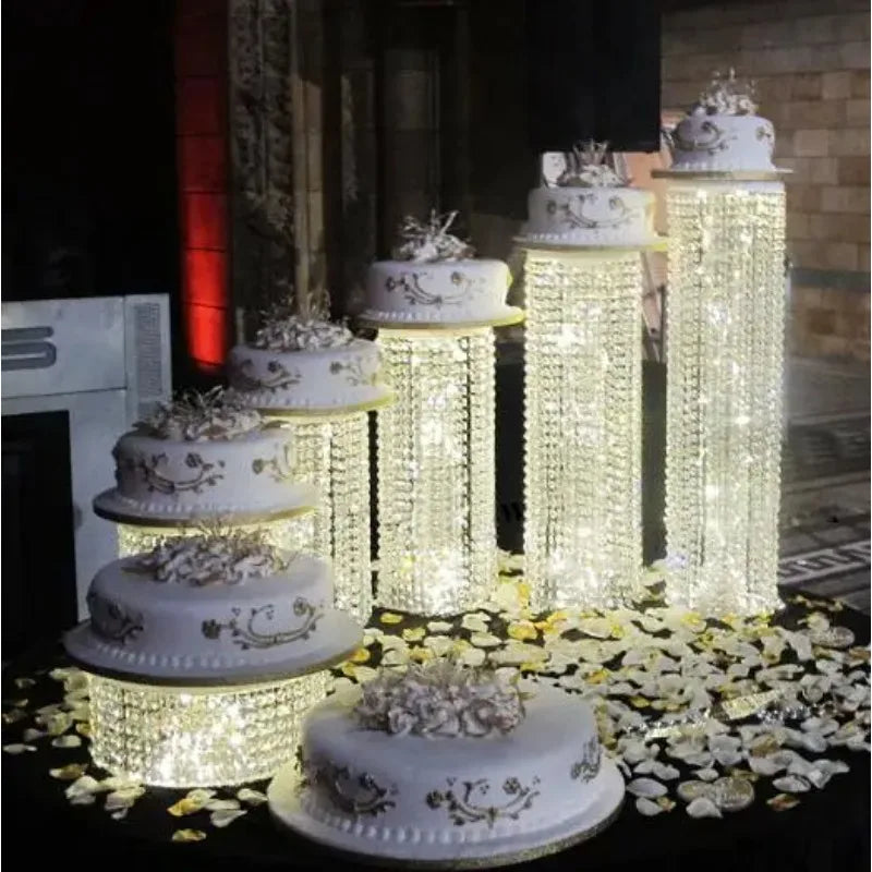 Metal Gold Crystal Cake Stand for Wedding Birthday Home Party Cupcake Stand Supplies and Decorations