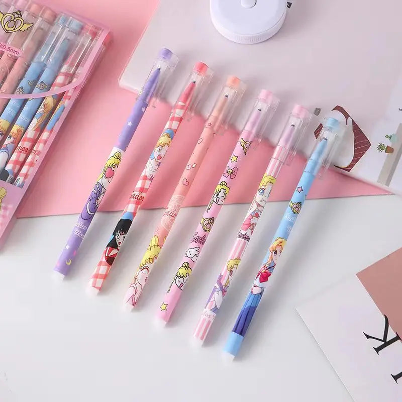 144pcs New Sell Like Hot Cakes Sailor Moon Erasable Gel Pen Cute 0.5mm Signature Pens School Office Writing Supplies Prizes Gift