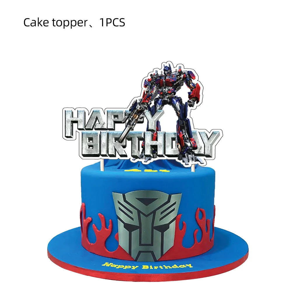 Transformation Cake Topper Birthday Decor Bumblebee Cake Decor Flag Baby Shower Optimus Baking DIY Supplies Kid Boys Favors Gift
