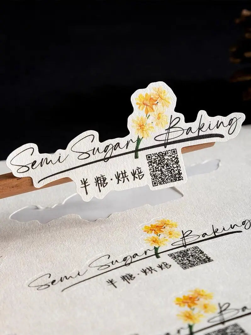 Custom Rough Texture Label Aesthetic Adhesive Stickers Personalized Logo Text Coffee Cake Baking Gift Packaging Product Sealing