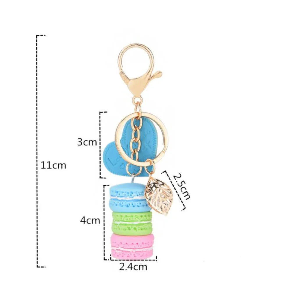 100pcs Resin Macaron Cake Keychain Metal Eiffel Tower Bag Charm Keyring Wedding Supplies Keychain Favors
