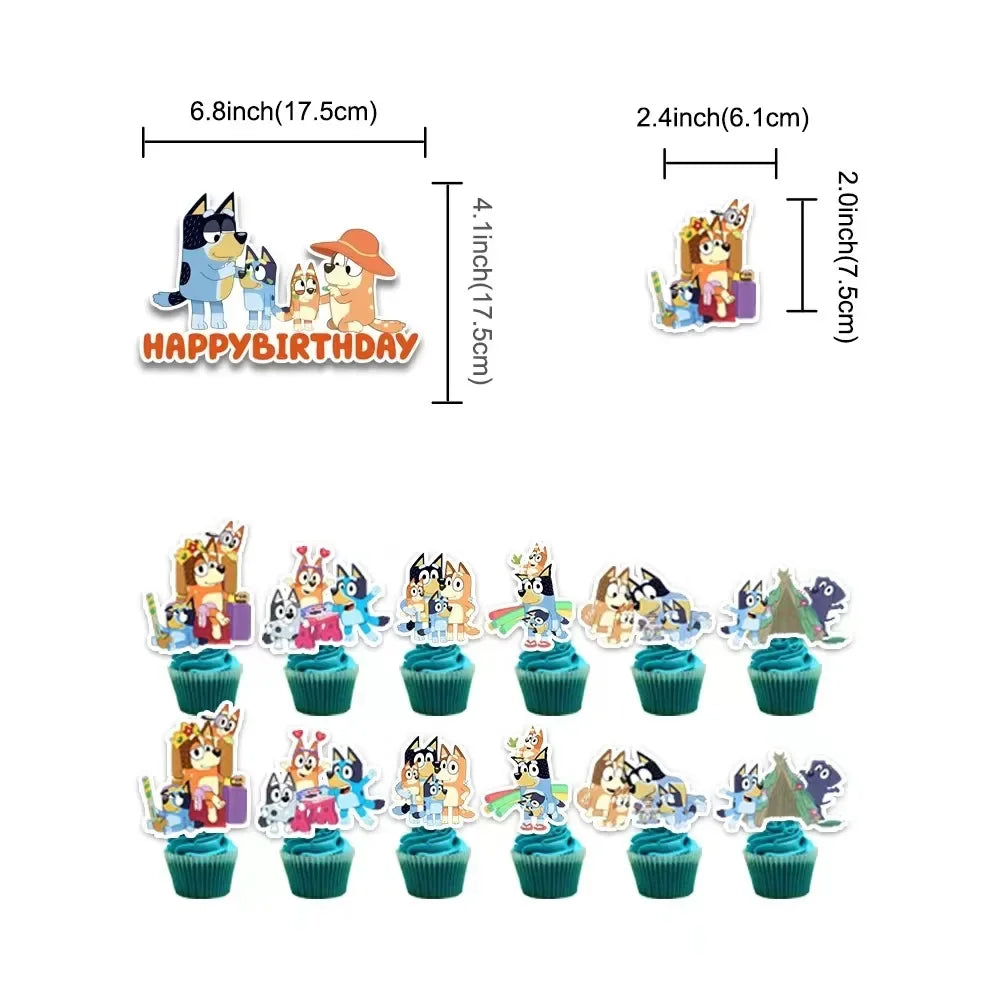 Hot Cartoon bluye family Theme bluye Balloons Party Supplies Birthday Banner Latex Balloon Decoration Cake Supplies DIY gift