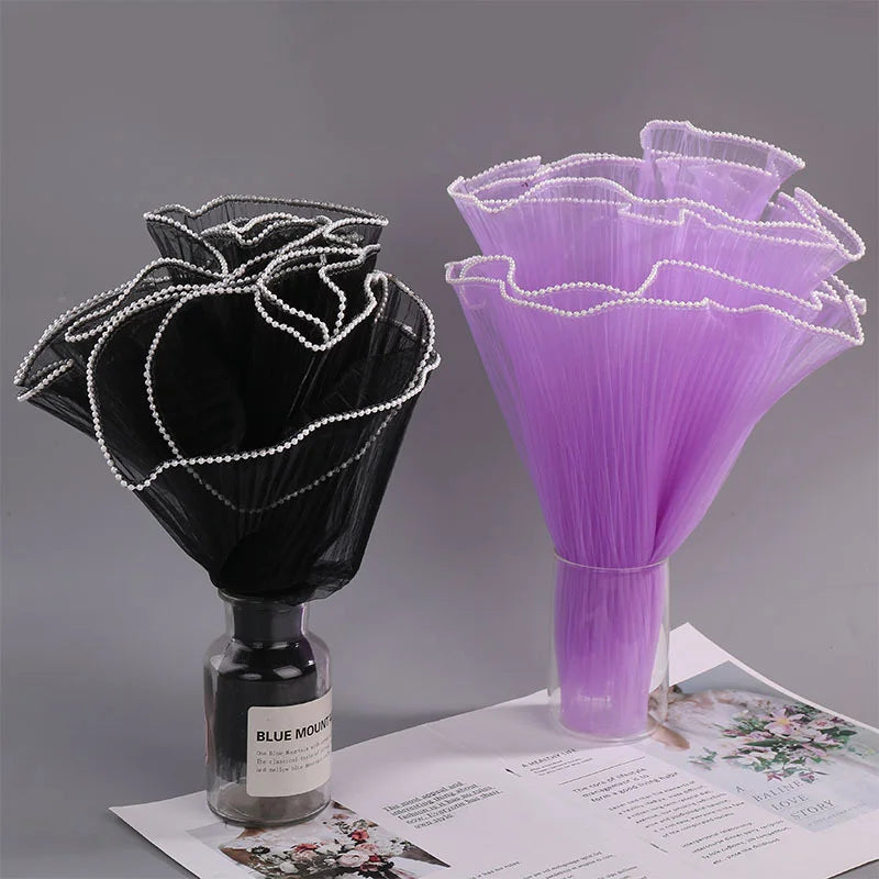 28cmx400cm Flower Wrapping Paper Pearl Wave Yarn Lace Mesh Florist Bouquet Valentine&
