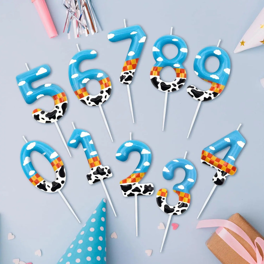 Toy Inspire Game Story 7th Birthday Number Candles, Number 7 Candle Cake Toppers for Cartoon Story Themed Parties, 7th Birthday