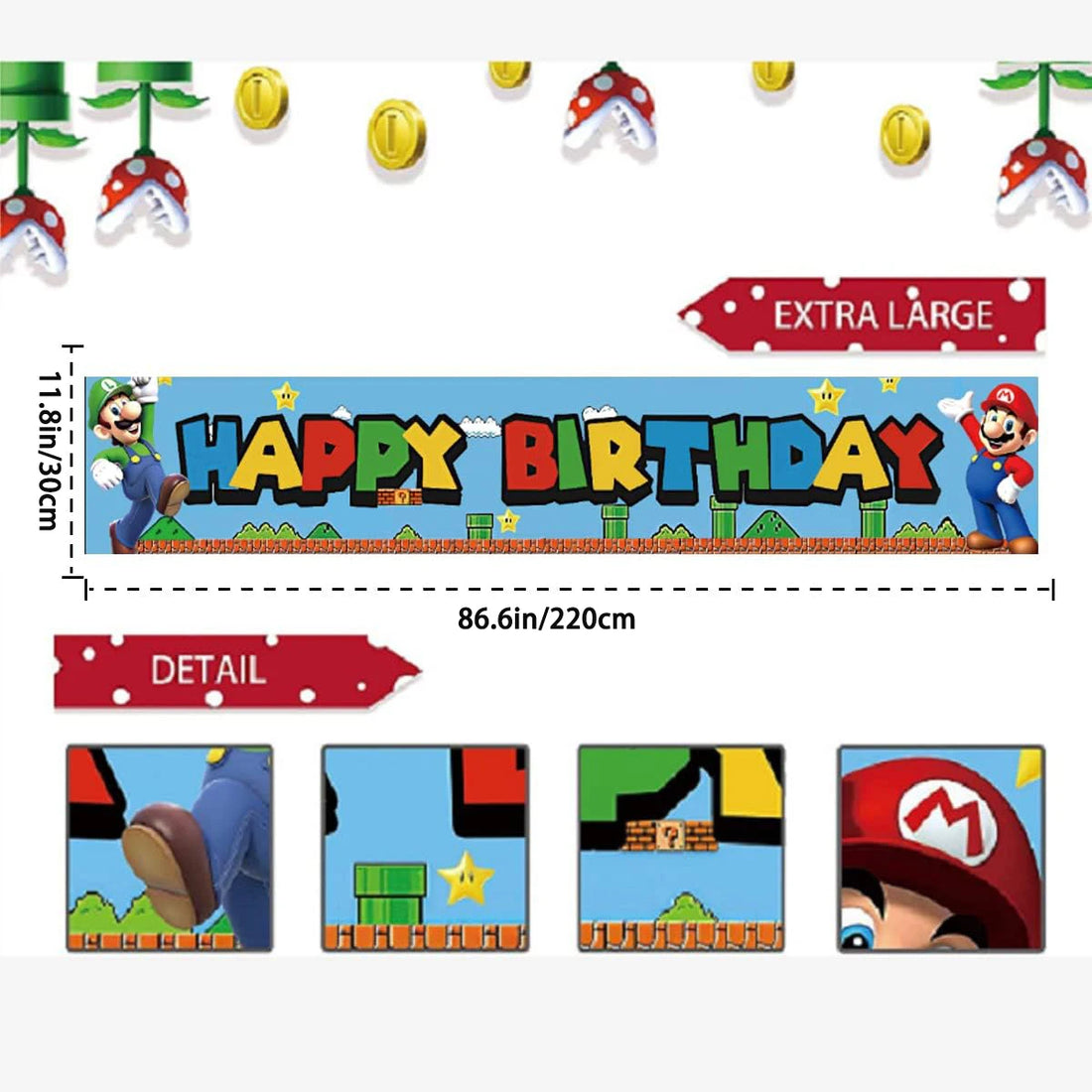 Super Birthday Party Banner | Outdoor and Indoor Garden Sign Banner | Perfect Video Game Theme Party Decoration