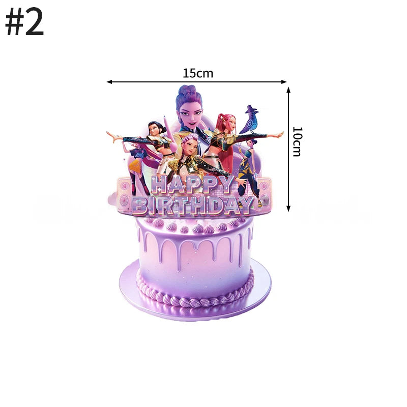 Demon Hunters Paper Cupcakes Topper Decor Birthday Cake Topper Set K-pop Anime Movie Demon Hunters Girls Party Cake Decoration