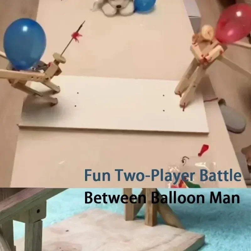 Balloon Battle Game for 2 Players Balloon Battle Handmade Wooden Fencing Puppet Head Inflatable Wooden Fighter Fast Paced