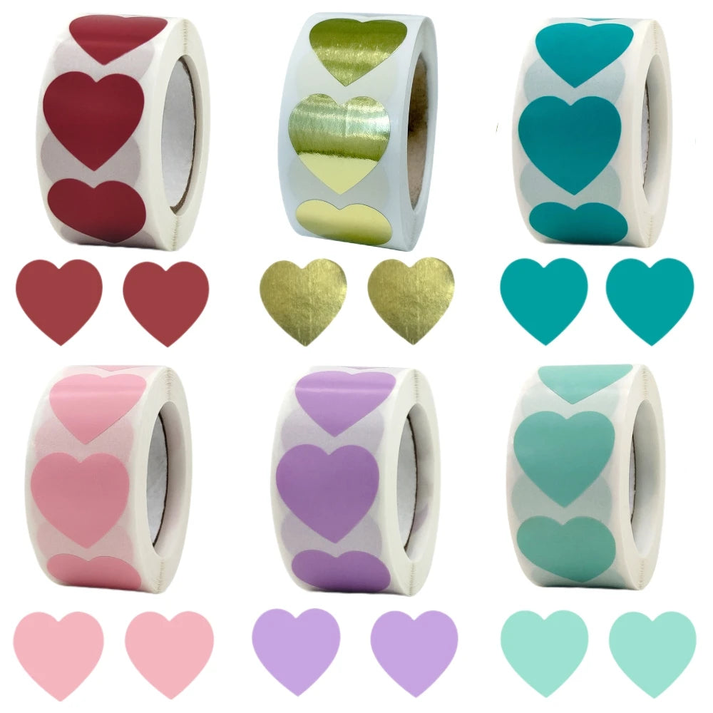 500pcs Valentine’s Day Heart Stickers – Thank You Seal Labels for Candy Bags, Gifts & Scrapbooking