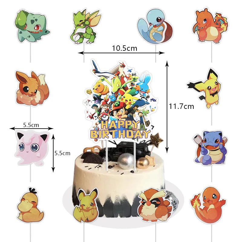 Pokemon Birthday Party Decoration Set – Pikachu Balloon, Banner & Disposable Tableware for Kids