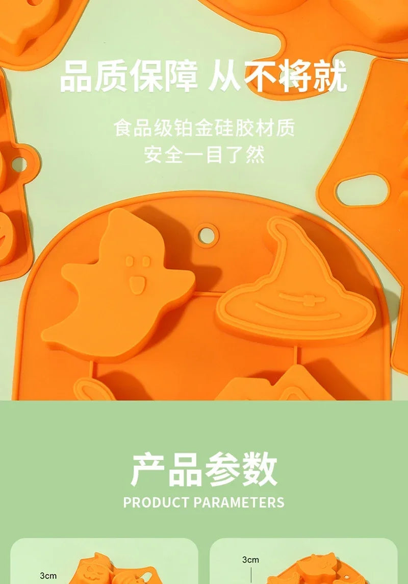 Halloween Baking Mold 3D Pumpkin Bat Skull DIY Model Chocolate Candy Jelly Biscuit Cake Mould Tool Cookie Cutter Reusable Party