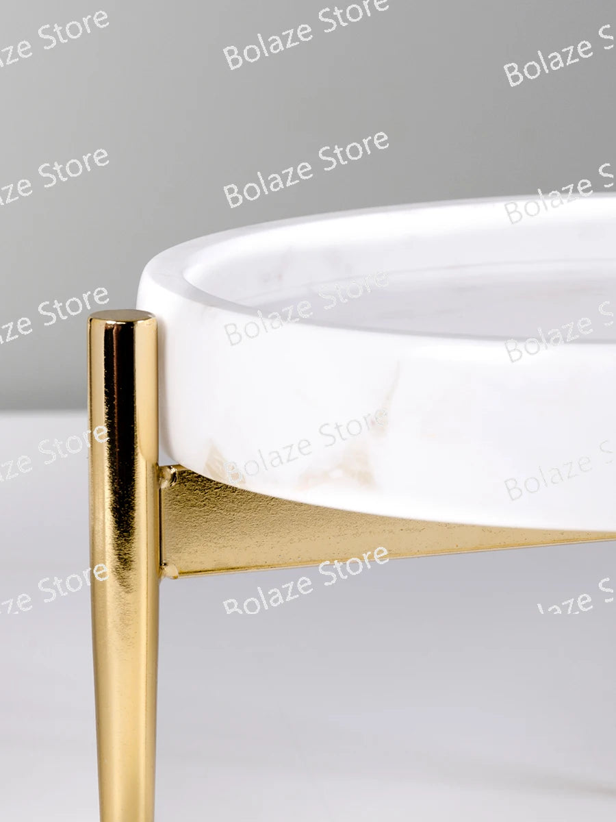 Cake Tray, Marble Fruit Plate, Home Housewarming Fruit Plate, European Style KTV Table Supplies, Afternoon Tea, Snack Rack