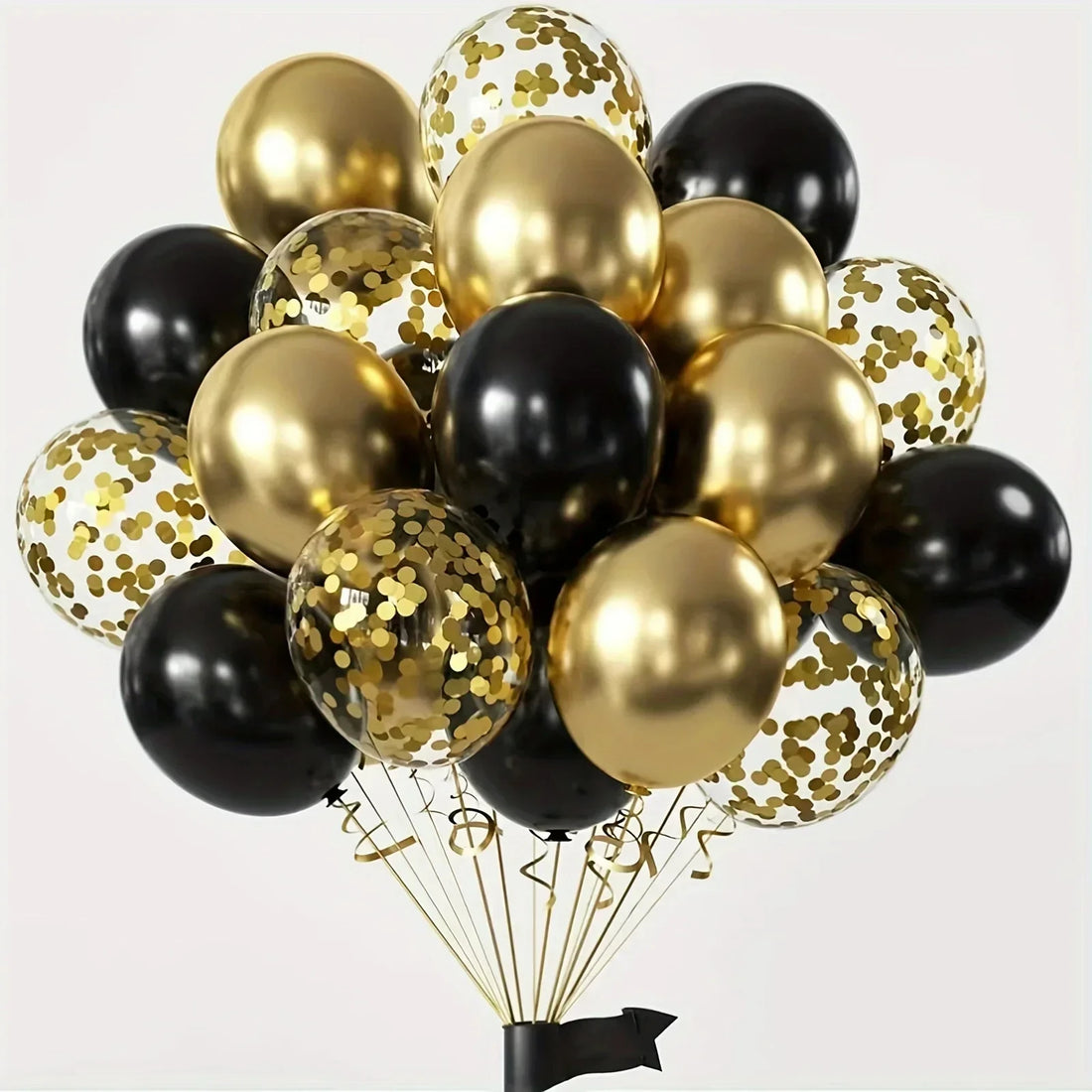 16pcs Black Metallic Sequin Balloons – Party Decorations for Birthday, Wedding & Graduation