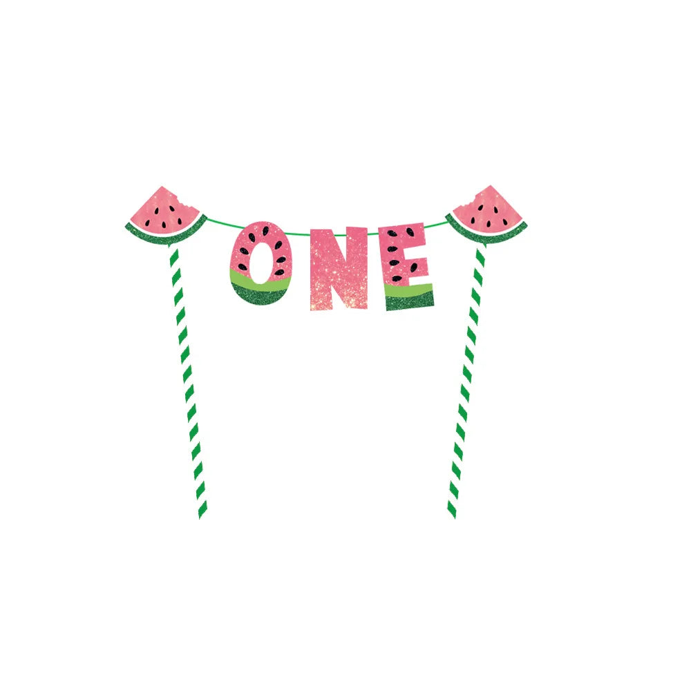 One in a Melon Cupcake Topper Baby Kids 1st Birthday Party Cake Decor Watermelon Themed Party Supplies Baby Shower Girl Birthday