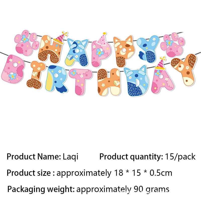 Cartoon Animation Bluey Theme Birthday Party Supplie Disposable Tableware Paper Plate Paper Cup Tissues Baby Shower Decor Supply