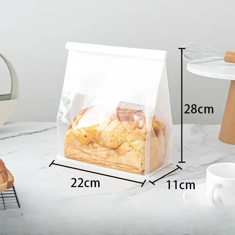 10-50pcs 4 Size Toast Bag Packaging Bag, Self Sealing Bread Bag Wire Rolled Edge Baking Transparent Biscuit Cake Bag Sealed Tea