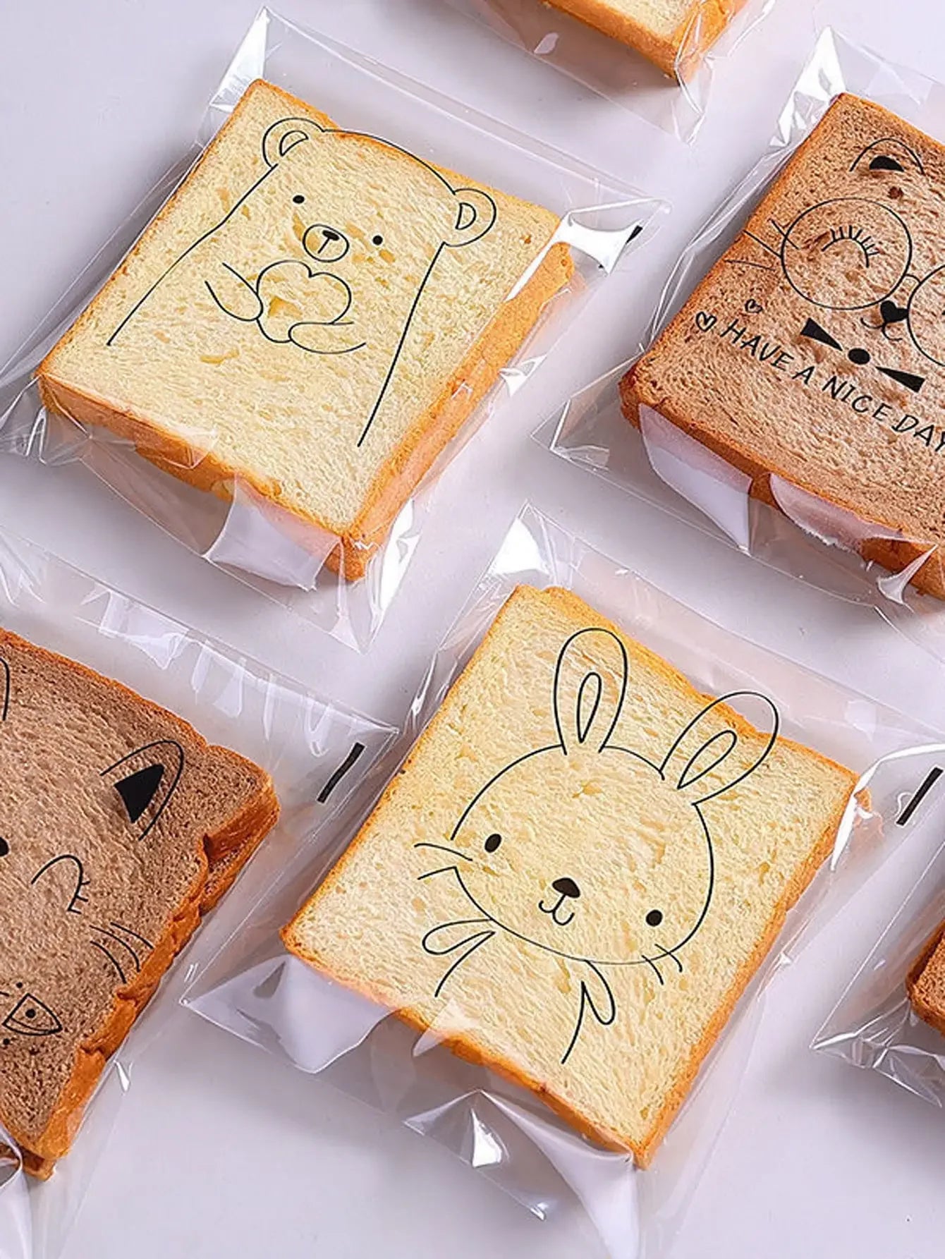 100pcs Transparent Animal Treat Bags – Self-Adhesive Gift Packaging for Cookies, Candy & Bakery Goods