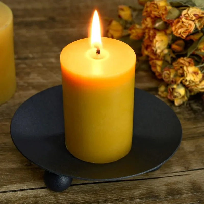7/9/11cm Iron Plate Candle Holder Decorative Iron Pillar Candle Plate Pedestal Candle Stand for Wax Candles Spa Birthday Party