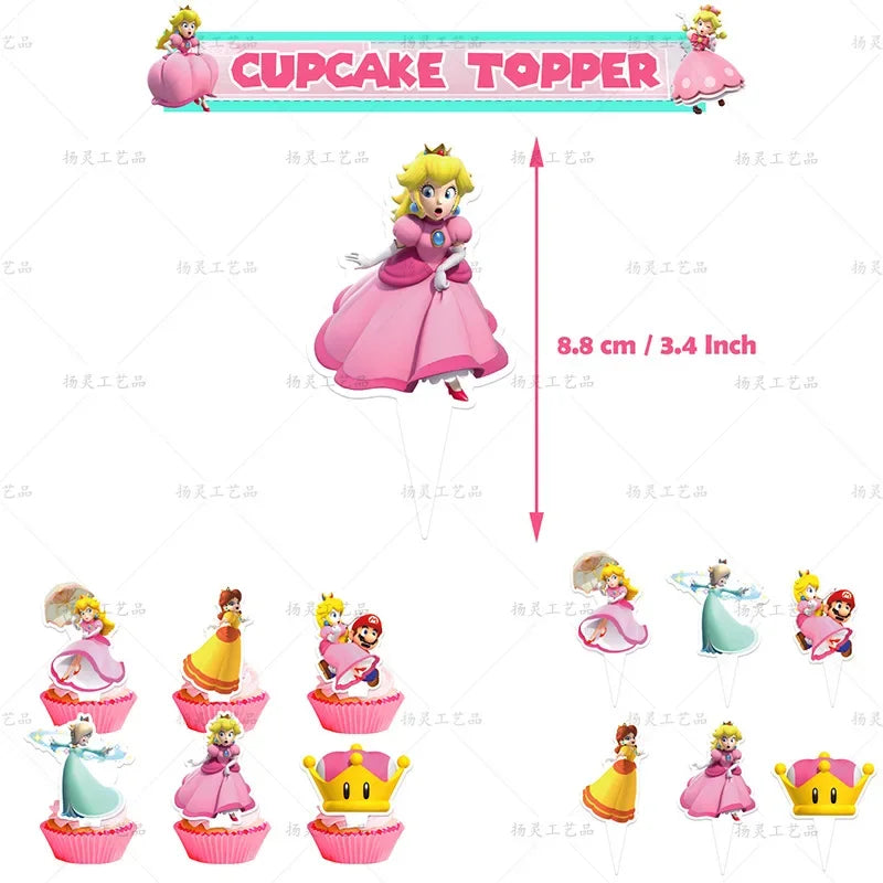 Super Mario Princess Peach Theme DIY Balloons Party Supplies Birthday Banner Latex Balloon Decoration Cake Supplies Kid Toys