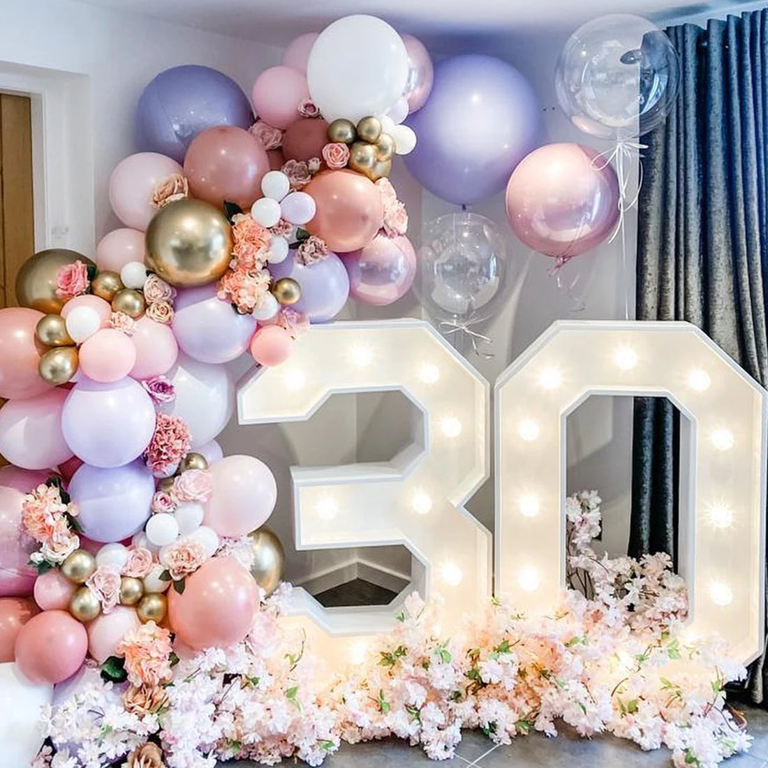 91.5cm Giant Number Balloon Mosaic Frame – Light-Up Marquee Box for Birthday Party Decoration