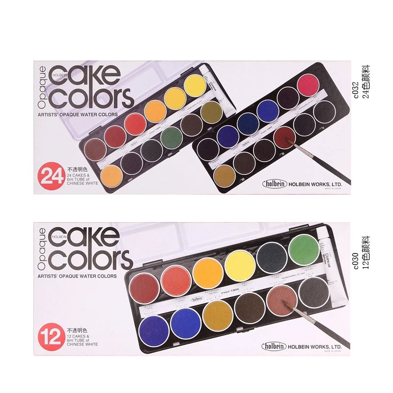 Japan Original Holbein Solid Cake Watercolour Transparent/Opaque Watercolour 12/24 Colour Red Palette Art Supplies