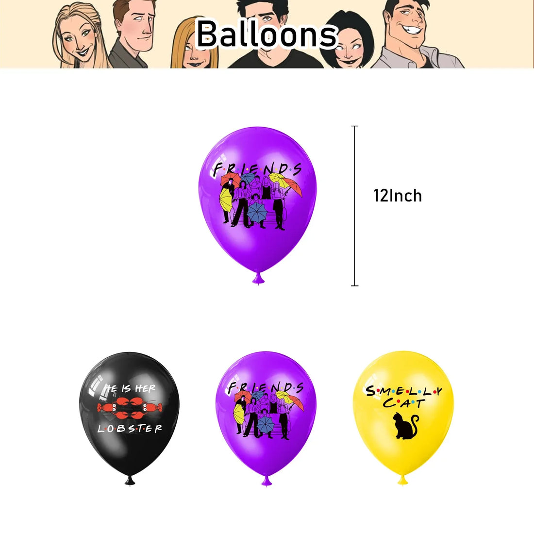 Friends Theme DIY Balloons Party Supplies Birthday Banner Latex Balloon Decoration Cake Supplies Kid Girl gift