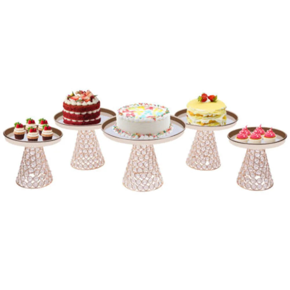 Set of 5 Metal Cake Plate Wedding Party Birthday Party Decoration Round Dessert Cake Rack 1*large & 2*medium & 2*small Supplies