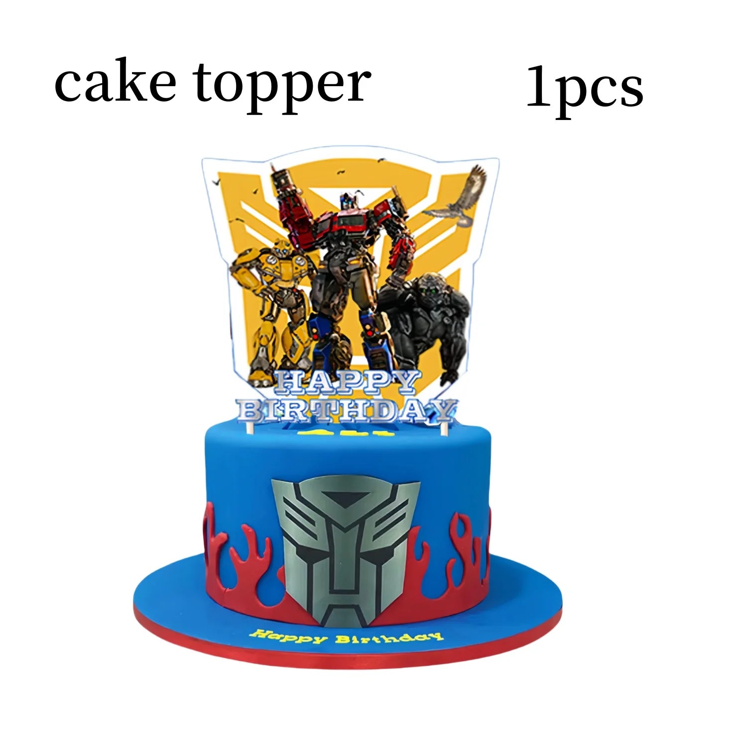 Transformation Cake Topper Birthday Decor Bumblebee Cake Decor Flag Baby Shower Optimus Baking DIY Supplies Kid Boys Favors Gift