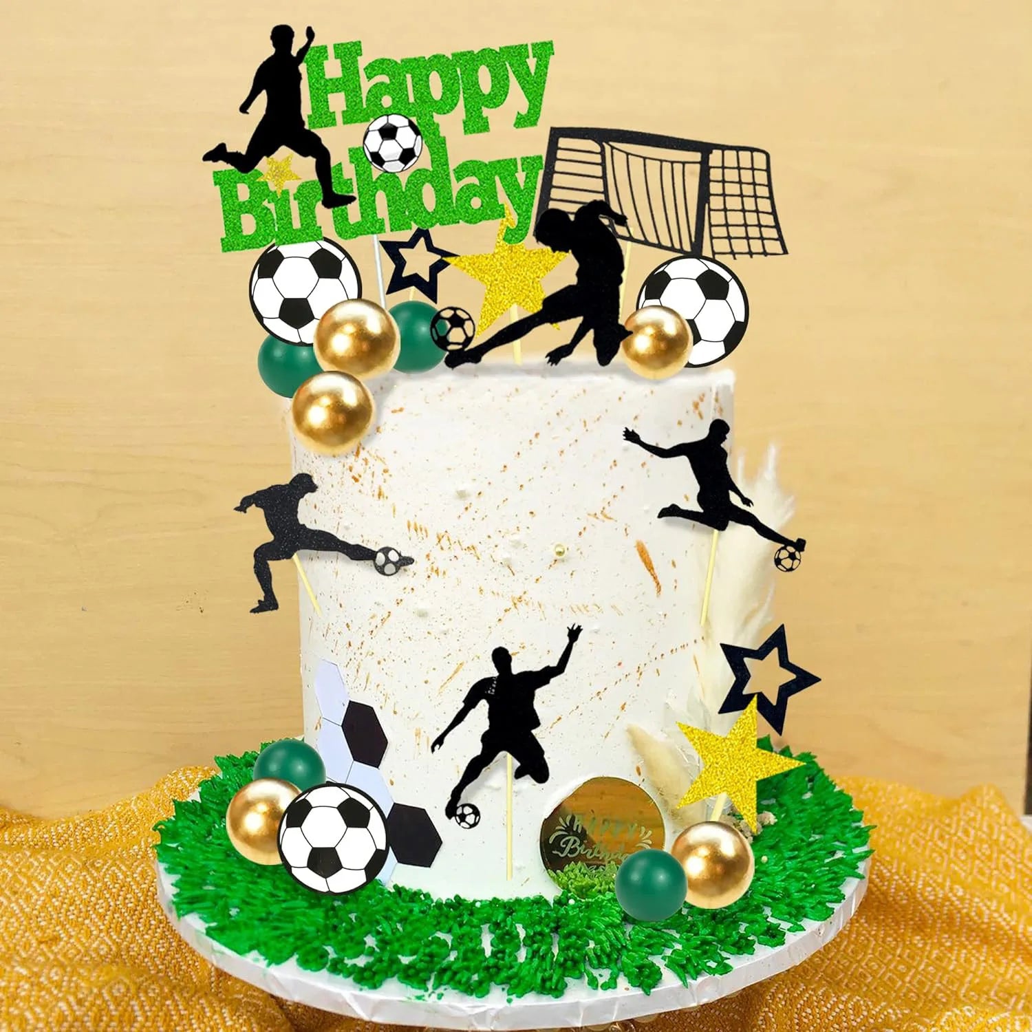 37 PCS Sports Cake Toppers Sports Cake Decoration with Soccer Football Baseball Basketball Tennis Golf for Boys Men Sports Theme