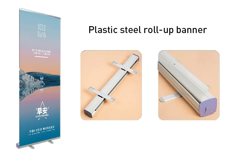 Custom Roll Up Banner Stand Flag Poster Screen 80*200cm High Quality Aluminum Alloy With Graphic Free design Cover