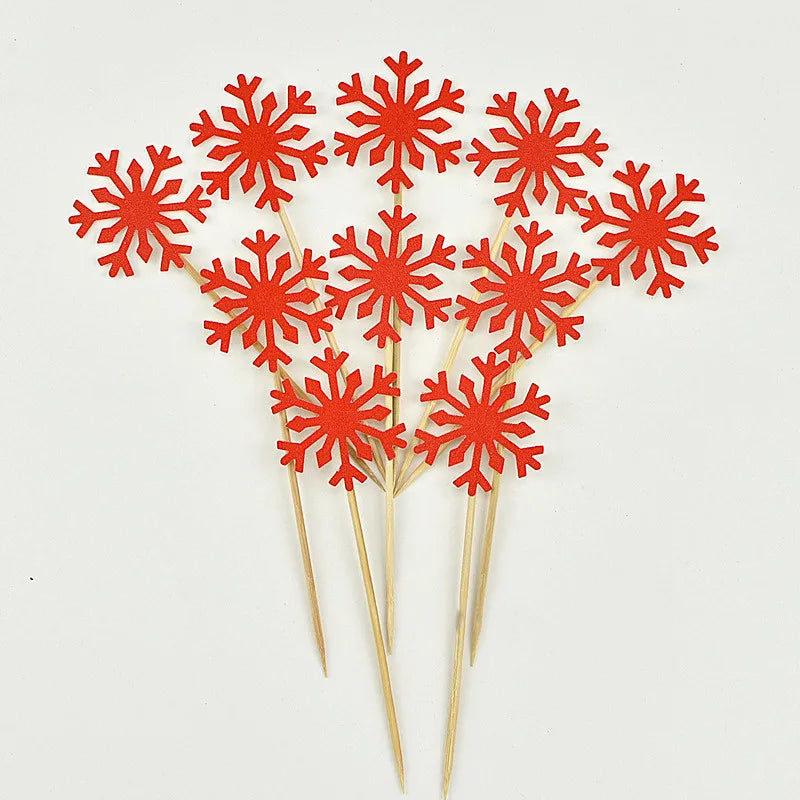 Wholesale 10 Pcs Snowflake Cupcake Toppers Baby Girl Frozen Birthday Party Decoration Kids Christmas Cake Supplies Accessories