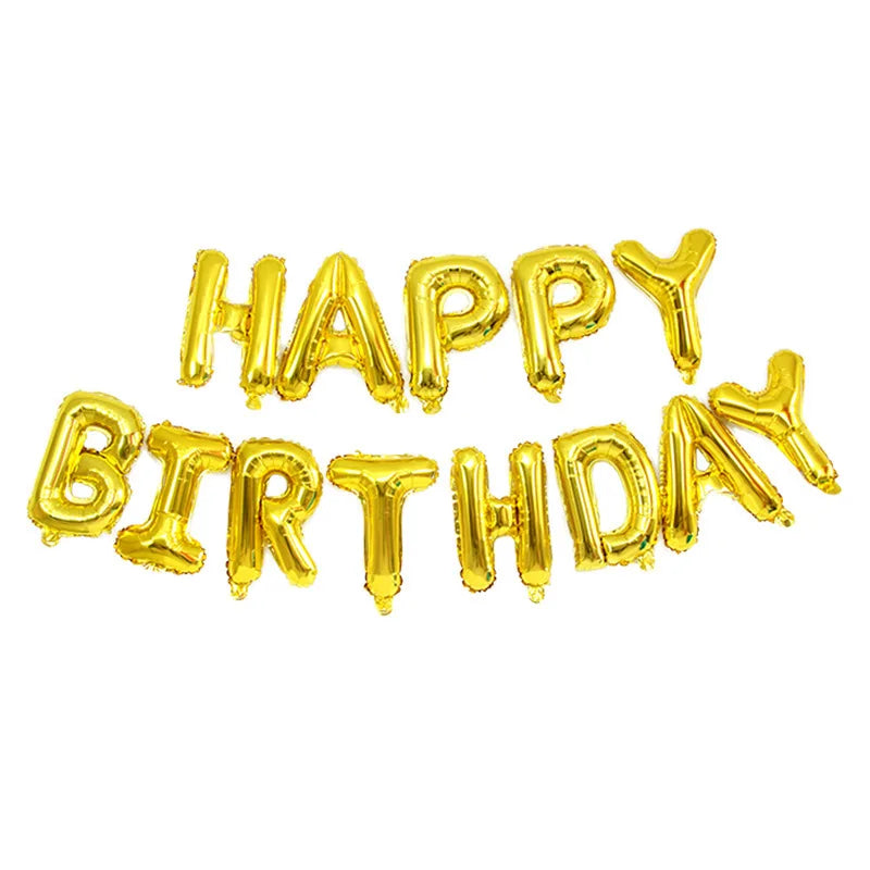13pcs Rose Gold Happy Birthday Balloons – Letter Foil Balloon Decoration Set