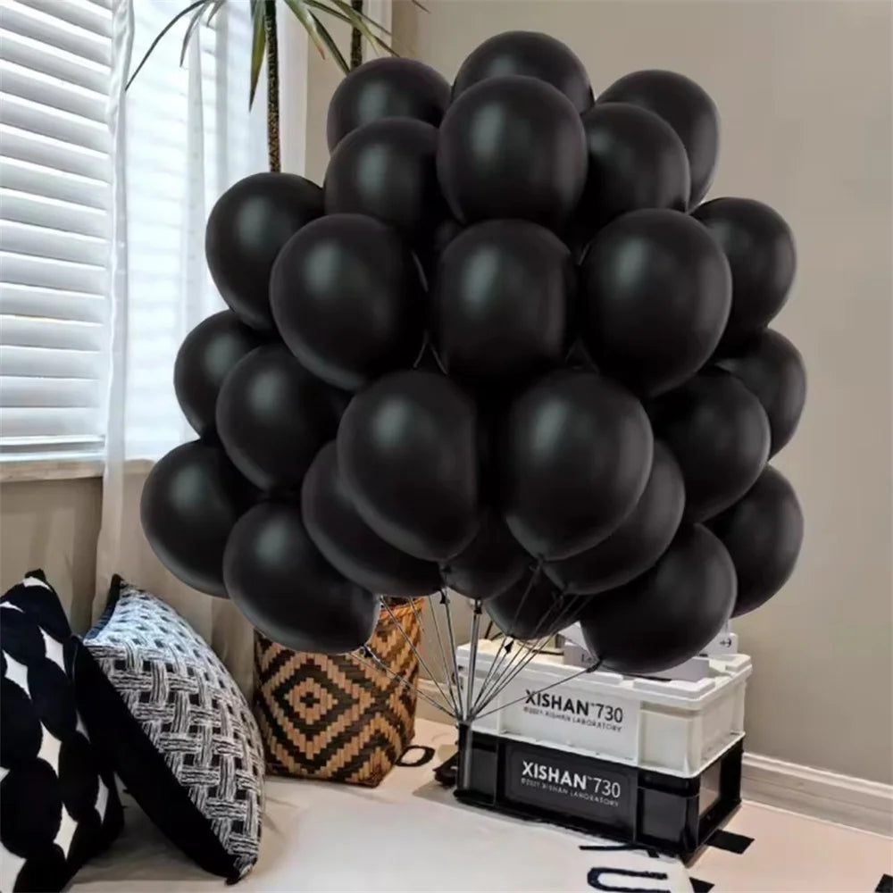 Black & White Matte Latex Balloons – 5/10/12 Inch Round Balloons for Birthday, Wedding & Baby Shower