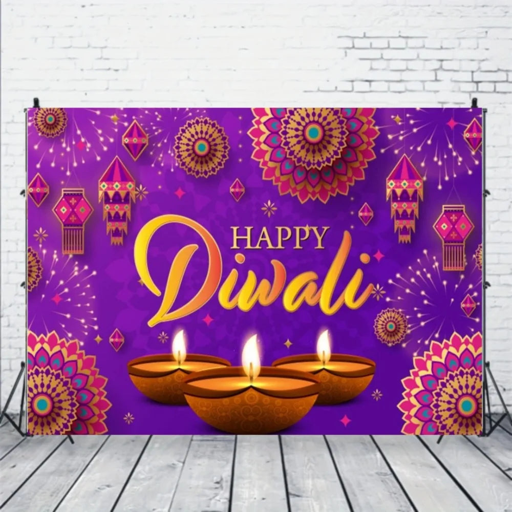 Happy Diwali Celebration Banner - Indian festive light and candle photography background, party decoration