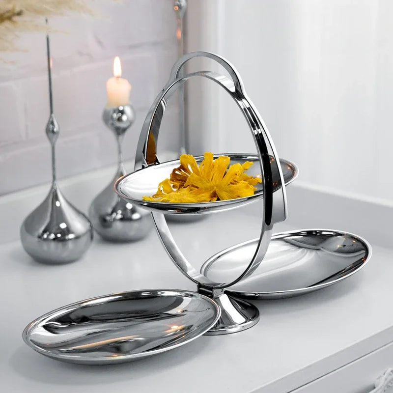 Nordic luxury folding cake rack Afternoon refreshment dish Fruit dish Hotel supplies Relocation gift