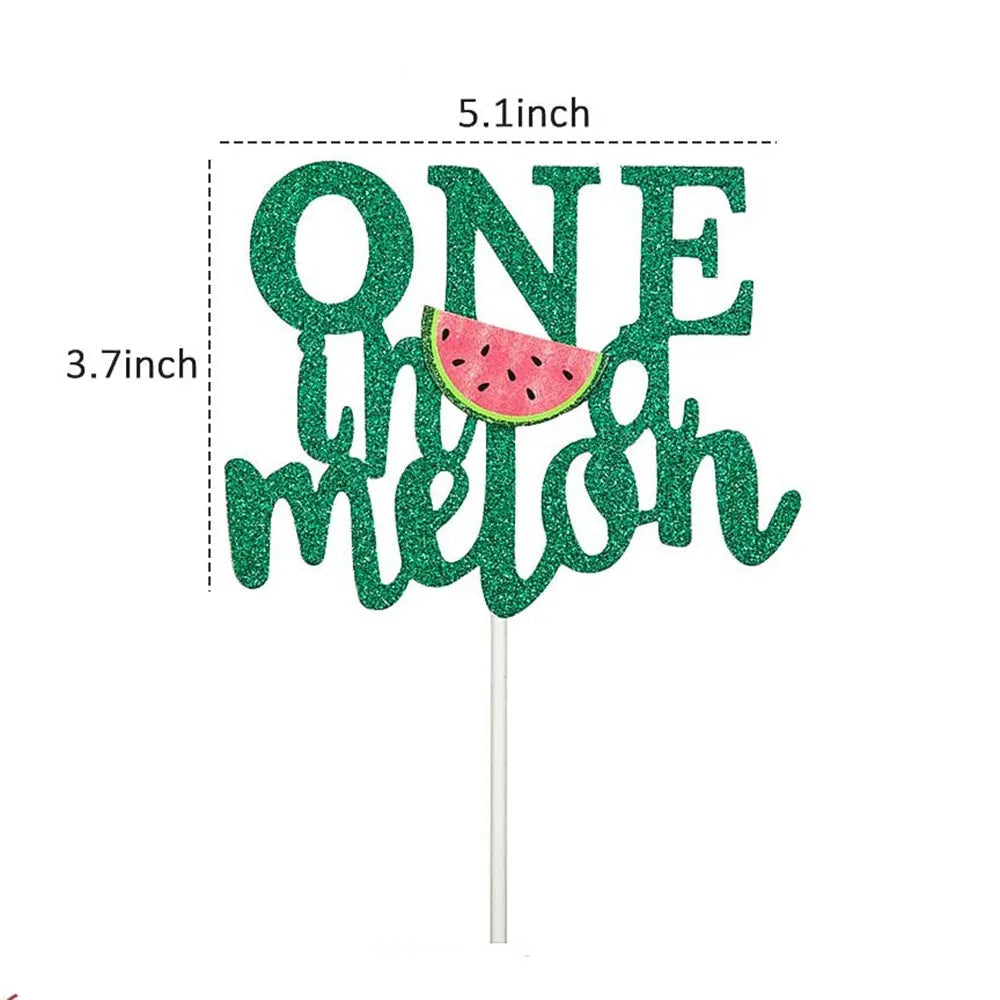 One in a Melon Cupcake Topper Baby Kids 1st Birthday Party Cake Decor Watermelon Themed Party Supplies Baby Shower Girl Birthday
