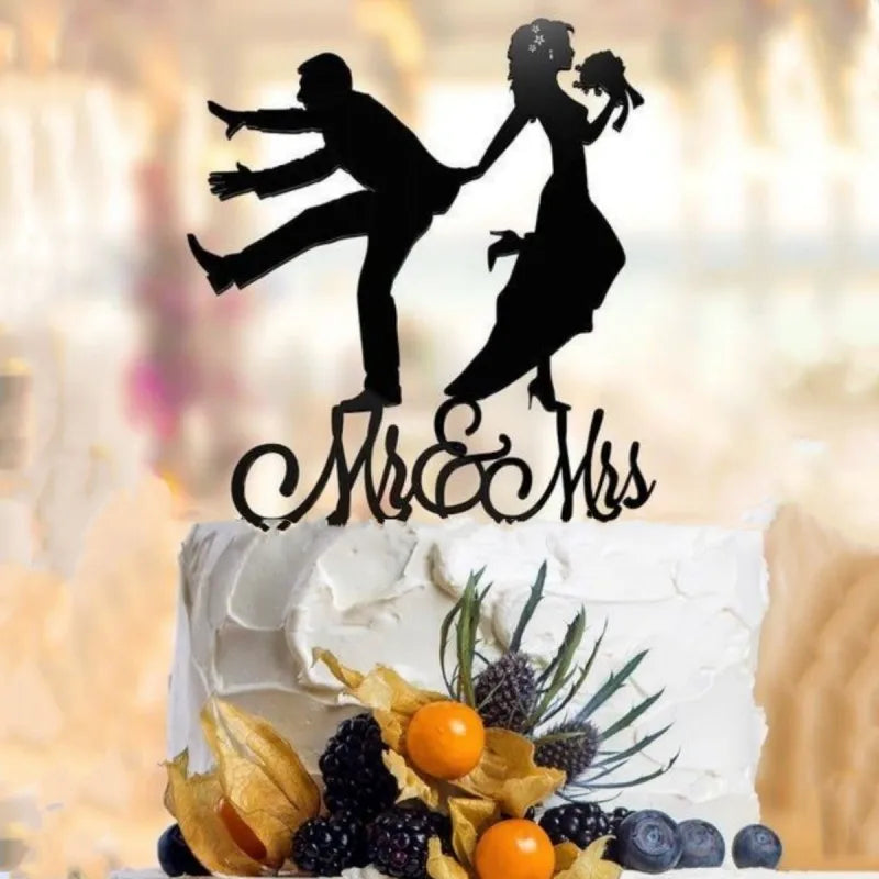 INS 15 Styles Mr&mrs Wedding Party Cake Topper Black Acrylic Wedding Scene Cake Supplies for Wedding Party Cake Decorations 2024