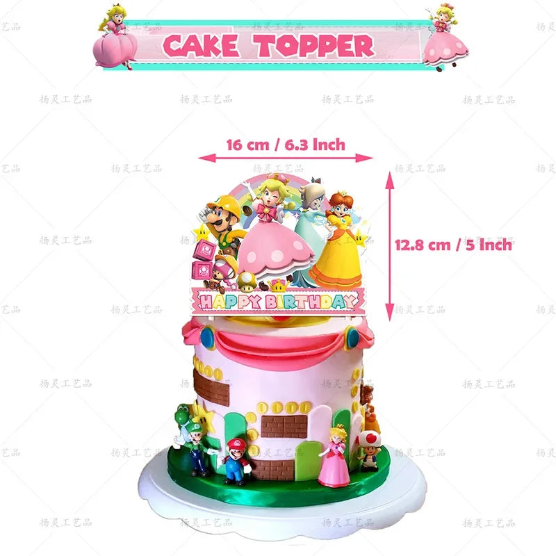 Super Mario Princess Peach Theme DIY Balloons Party Supplies Birthday Banner Latex Balloon Decoration Cake Supplies Kid Toys