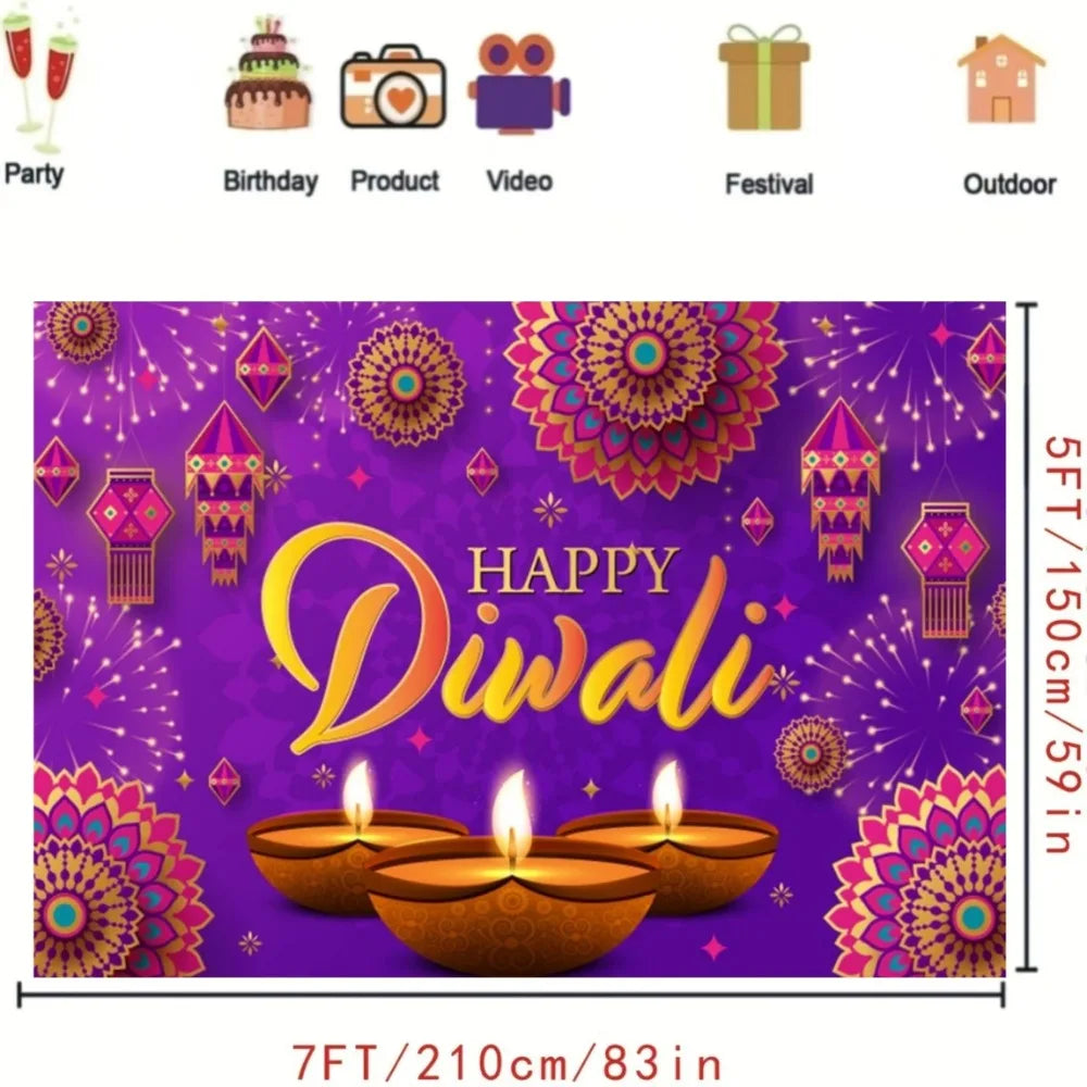Happy Diwali Celebration Banner - Indian festive light and candle photography background, party decoration
