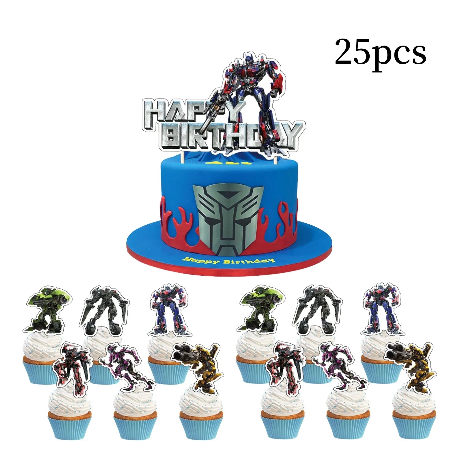 Transformation Cake Topper Birthday Decor Bumblebee Cake Decor Flag Baby Shower Optimus Baking DIY Supplies Kid Boys Favors Gift