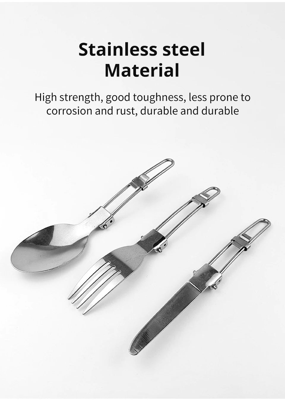 Camping Fork Spoon Outdoor Tableware Foldable Ultralight Stainless Steel Set Of Dishes For Camping Outdoor Cooking