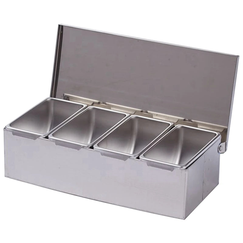 TKOH-Section Seasoning Box Stainless Steel Ingredients Box Cheese Sauce Salt Sugar Box Spice Jar Baking Tool