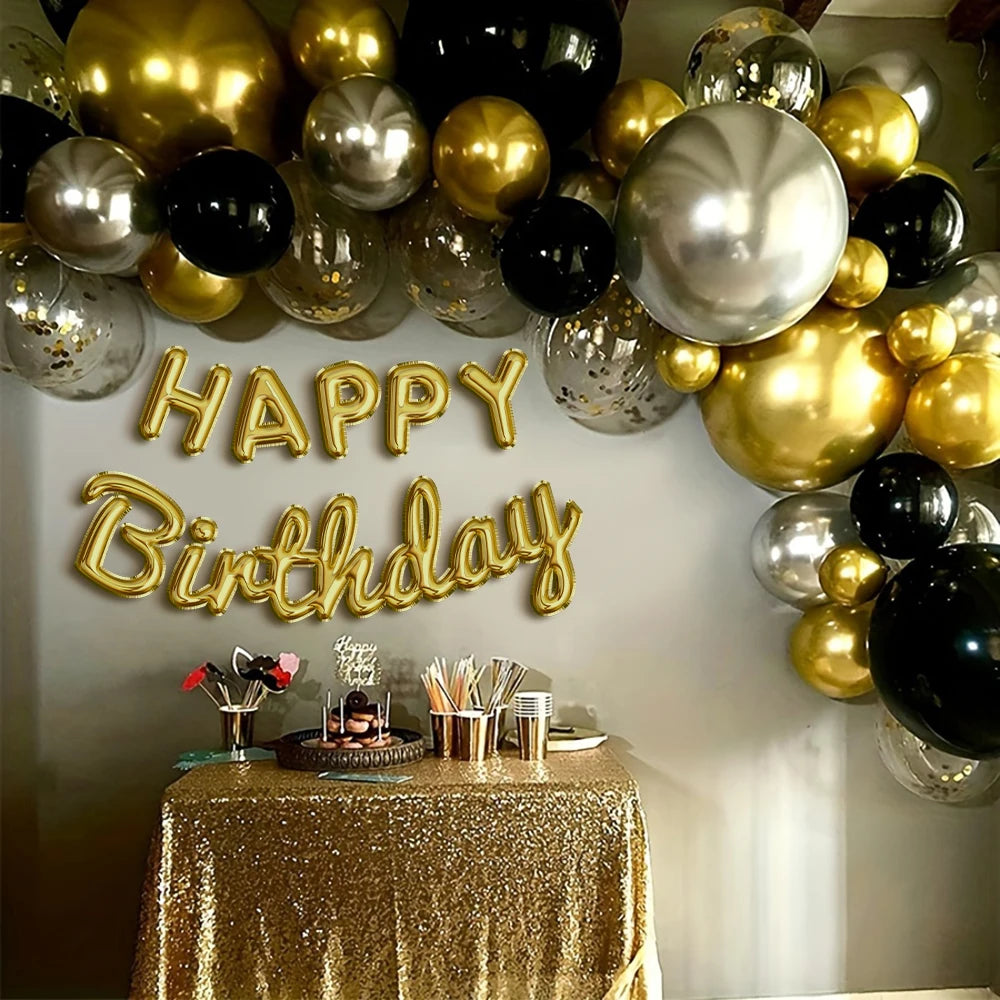 16pcs Black and Metallic Gold Balloons for Birthday Wedding Graduation Party Decorations
