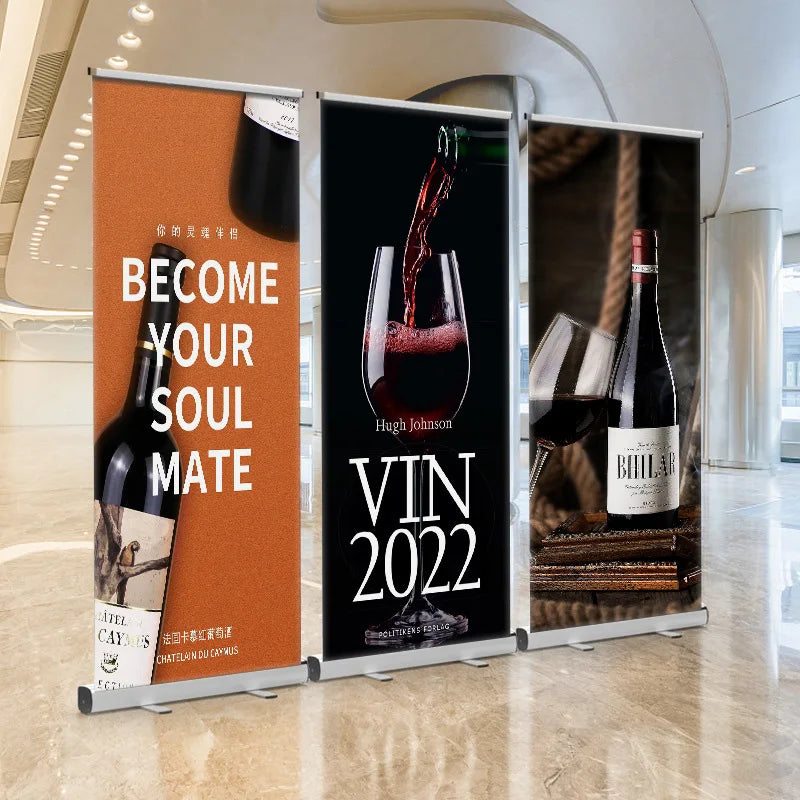 Custom Roll Up Banner Stand Flag Poster Screen 80*200cm High Quality Aluminum Alloy With Graphic Free design Cover