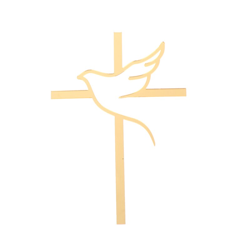 Dove & Cross First Holy Communion Religious Cake Topper Wood Christening Cake Insert Decor God Bless Baby Birthday Party Supplie