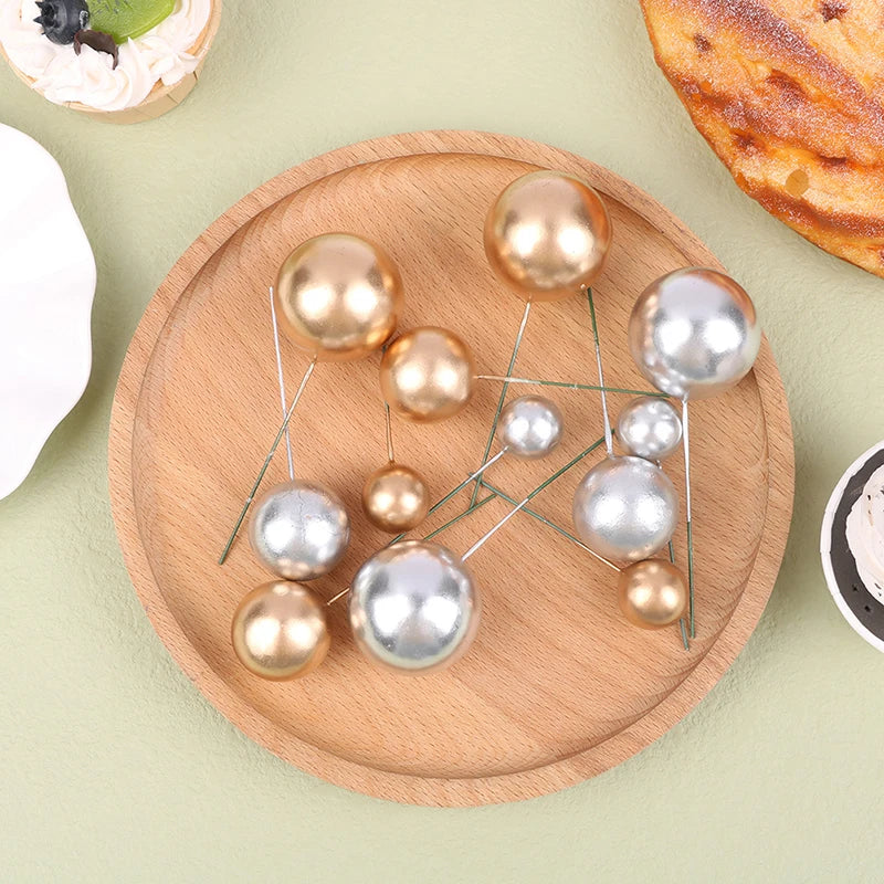 6Pcs/set Cake Ball Plug-ins Birthday Party Ball Cake Topper Creative Fruit Dessert Decor Insert Card Dessert Decoration Supplies