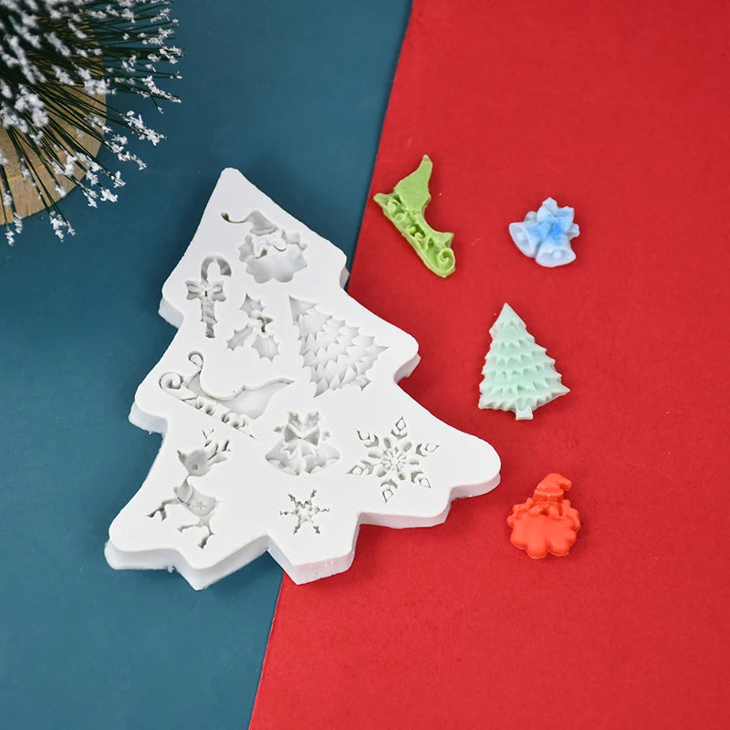 Chrsitmas Decor Silicone Molds Snowflake Xmas Tree Shape Cake Mold Baking Tool Candy Chocolate Biscuits Mould Ornament Supplies
