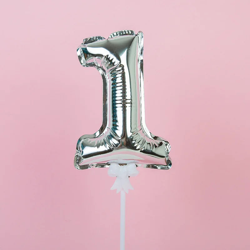 1pc 5-Inch Gold Foil Number Balloon Cake Topper – Birthday & Wedding Party Decoration